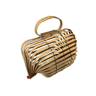 1960s vintage 籠バッグ Vintage 50s 60s Cage Purse Collapsible Bamboo Basket Made in Japan