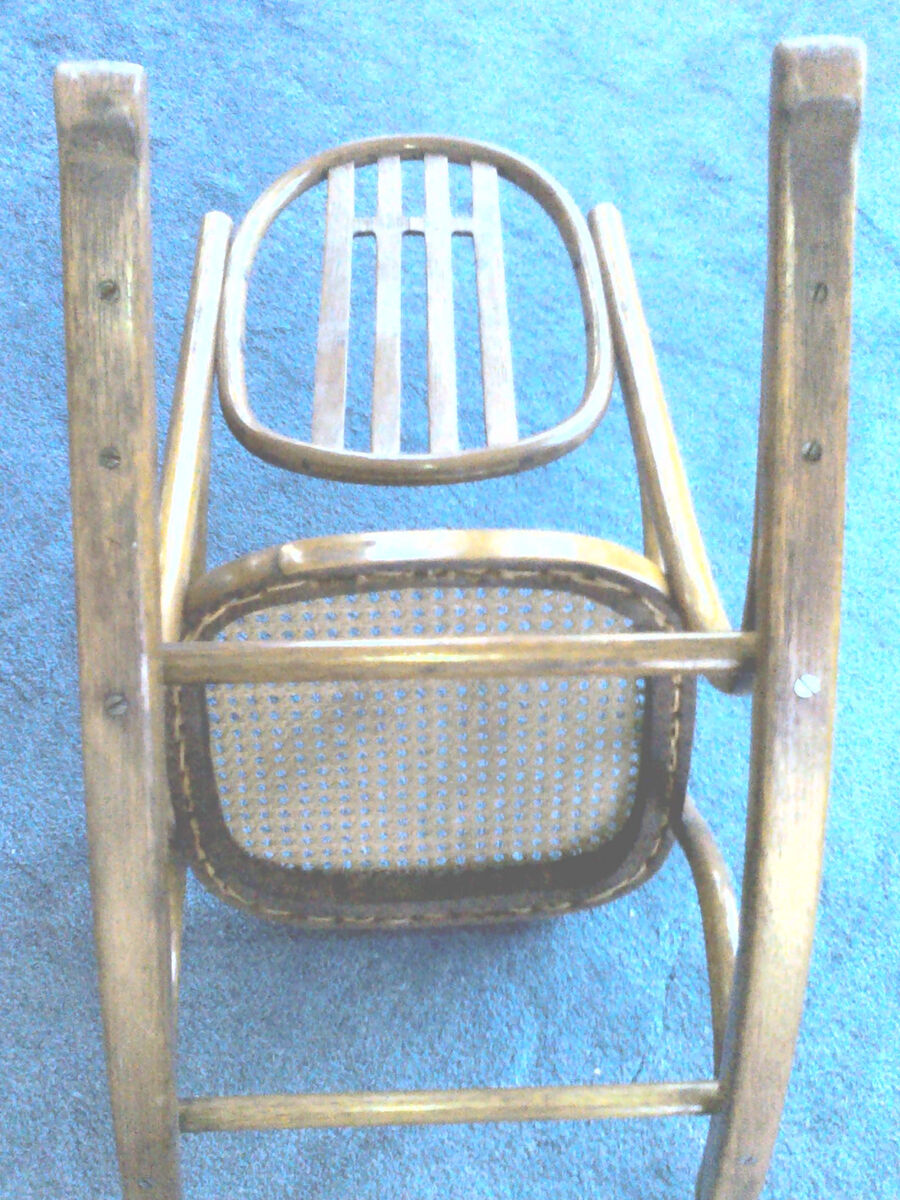 Mid Century Vintage J & J Kohn Austria Child Bentwood Rocking Chair Cane  Seat NR