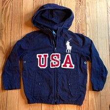 Polo Ralph Lauren Jacket Youth 4/4T USA Navy Blue Full Zip Big Pony Embroidery