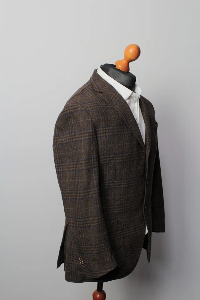 Cantarelli Hombre 3 BTN Cuadros Lana Tweed Marrón Chaqueta US40/IT50 Foto 2 de 4