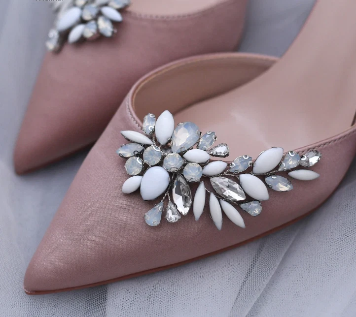 2Pcs Wedding Shoe Buckle Charm Teardrop Crystals Bridal Shoe Clips Decorations