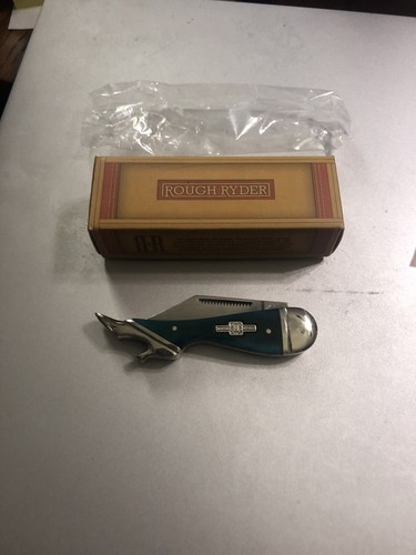 Rough Rider Turquoise Smooth Bone Handles Small Leg Knife RR1269 - Picture 2 of 8