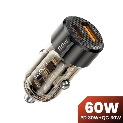 60W USB-C USB-A Car Charger Fast Charging for iPhone Samsung Xiaomi Poco USB - Picture 2 of 14
