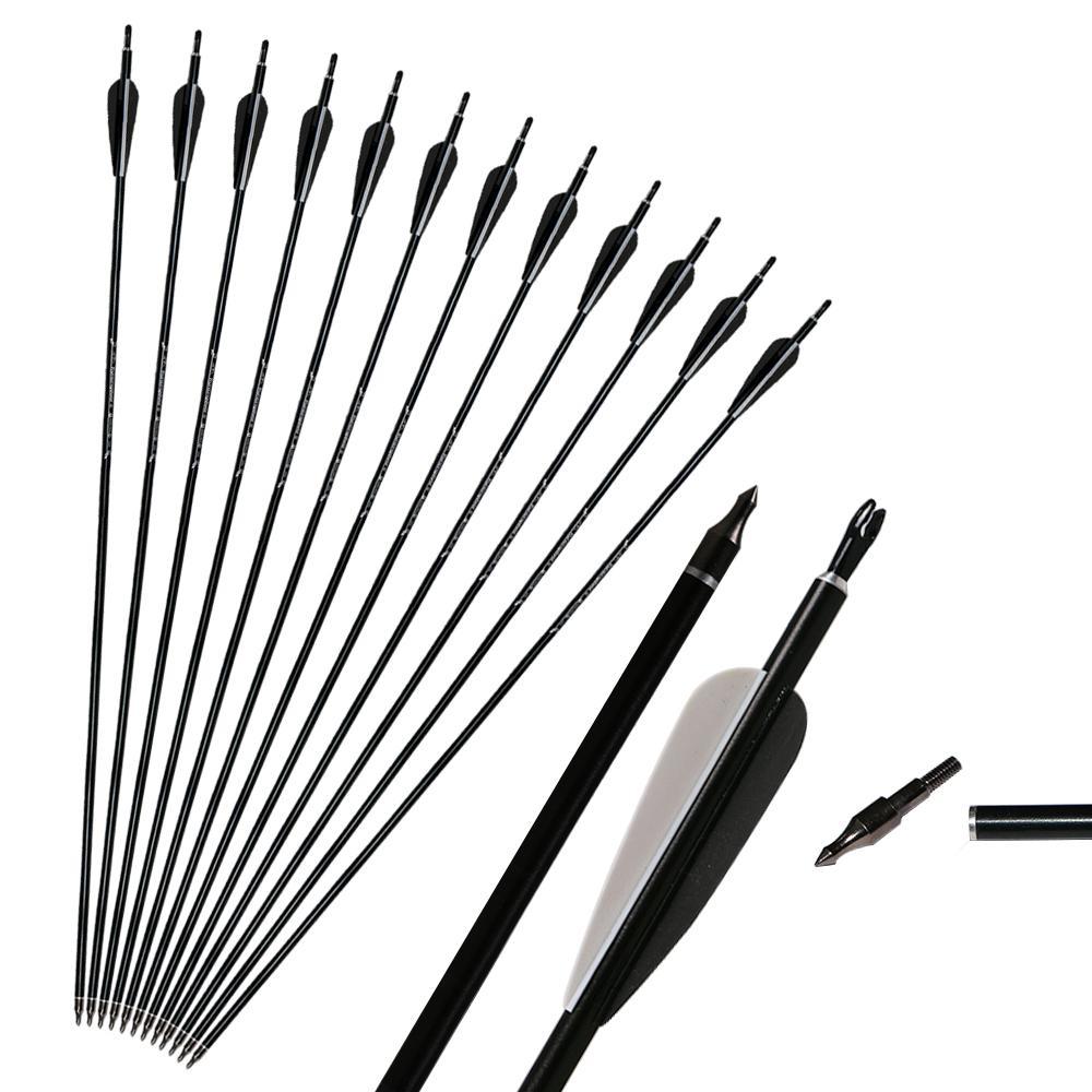 Archery 30'' Aluminium Arrows SP550 for Compound/Recurve Bow Target Hunting