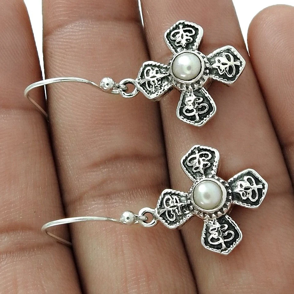 Damen Geschenk Süßwasserperle Artisan & Ohrringe 925 Sterlingsilber Schmuck E18 - Bild 2 von 4