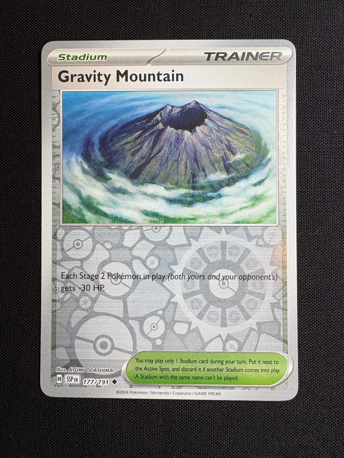 Gravity Mountain 177/191 Reverse Holo LP-NM - Pokemon Surging Sparks SSP Trainer