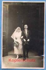 Photo, Large, Young Wedding Couple Steps Out of Church Portal, Circa 1900!!!