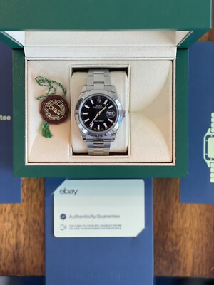 Rolex Datejust II 41MM Men's Black Index Dial Watch - 116300 Box N Authenticity