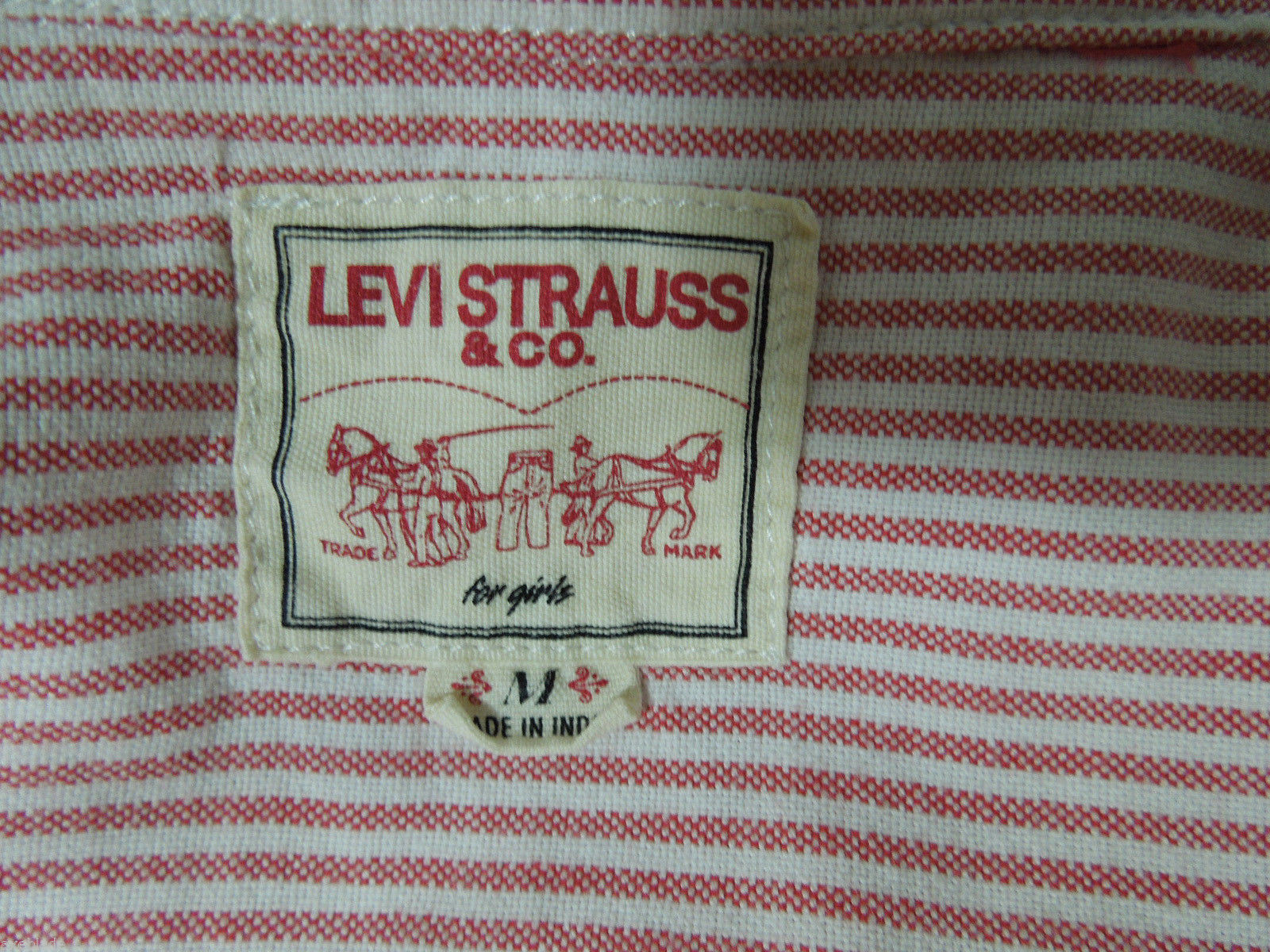 LEVI STRAUSS for Girls Shirt M MEDIUM Women Pink Striped Button Front 3/4 Sleeve image 5