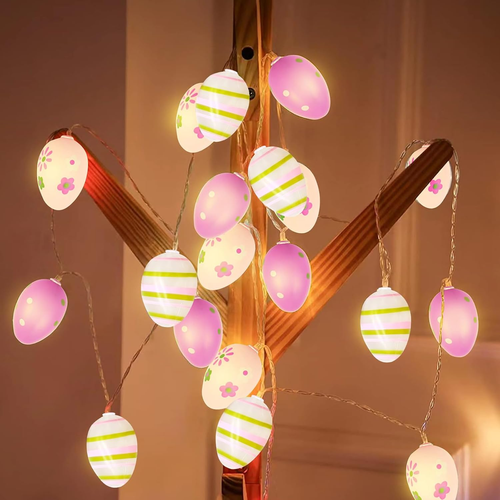 10ft Easter Egg String Lights - 20 LED Battery Operated, Waterproof, 4 Colors - Picture 6 of 19