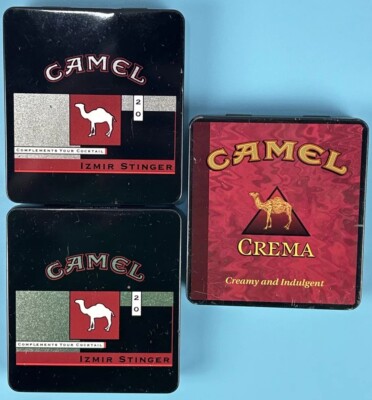 Vtg Two (2) Camel Izmir Stinger & One (1) Crema Cigarette Tins Made In USA  Empty