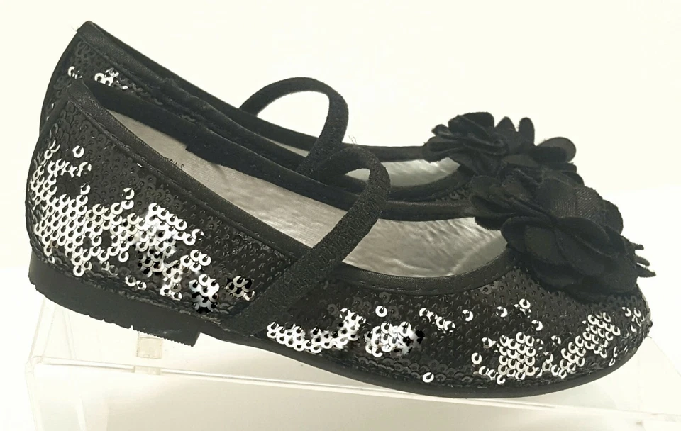 Nuevos planos de ballet con lentejuelas negras/plateadas Cynthia Rowley para niñas pequeñas talla 9 Foto 3 de 4