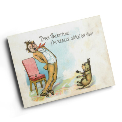 A3 PRINT - Vintage Valentine - Dear Valentine, I'm Really Stuck on You