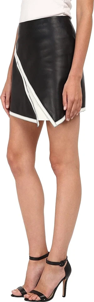 Женская повседневная кожаная юбка Neil Barrett 243258 черная/белая размер большой - Изображение 3 из 4