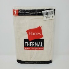Hanes Vintage Deadstock 2003 Mens 2XL XXL Thermal Ankle Waffle Knit Pants Cotton