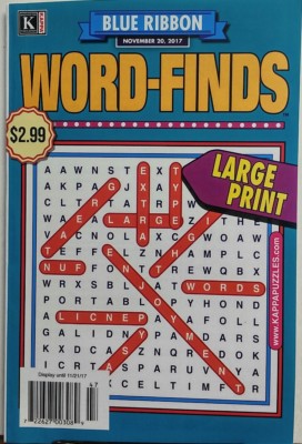 Kappa Blue Ribbon Word Finds Large Print Nov 20 2017 Puzzles FREE