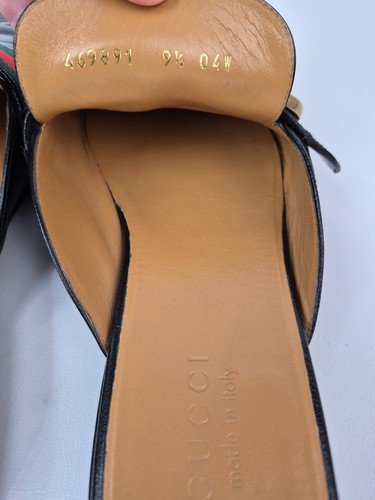 Mocasín Gucci Para Hombre Negro Princetown GG Marmont Cuero Slide Mule Talla 11 UK - Imagen 7 de 8