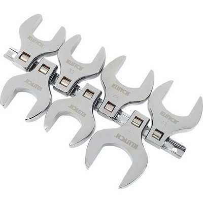 Klutch 7-Pc. 1/2in.-Drive Crowfoot Wrench Set, Metric, Chrome Finish, Model#