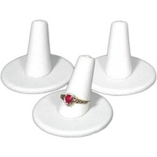 3 White Faux Leather Ring Finger Display Jewelry