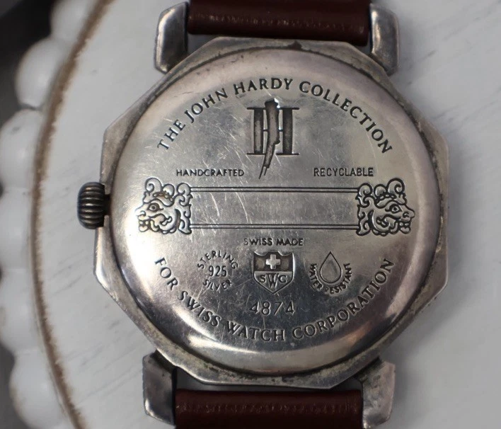 John Hardy 4874 Sterling Silver With Brown Leather Strap Watch  57.13G - Image 2 of 4