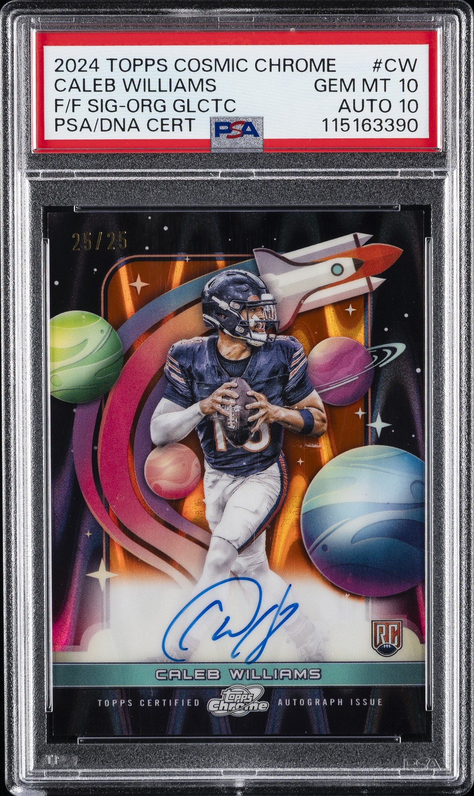 Caleb Williams Topps Cosmic Chrome Equinox Autographs #CW Orange Galactic
