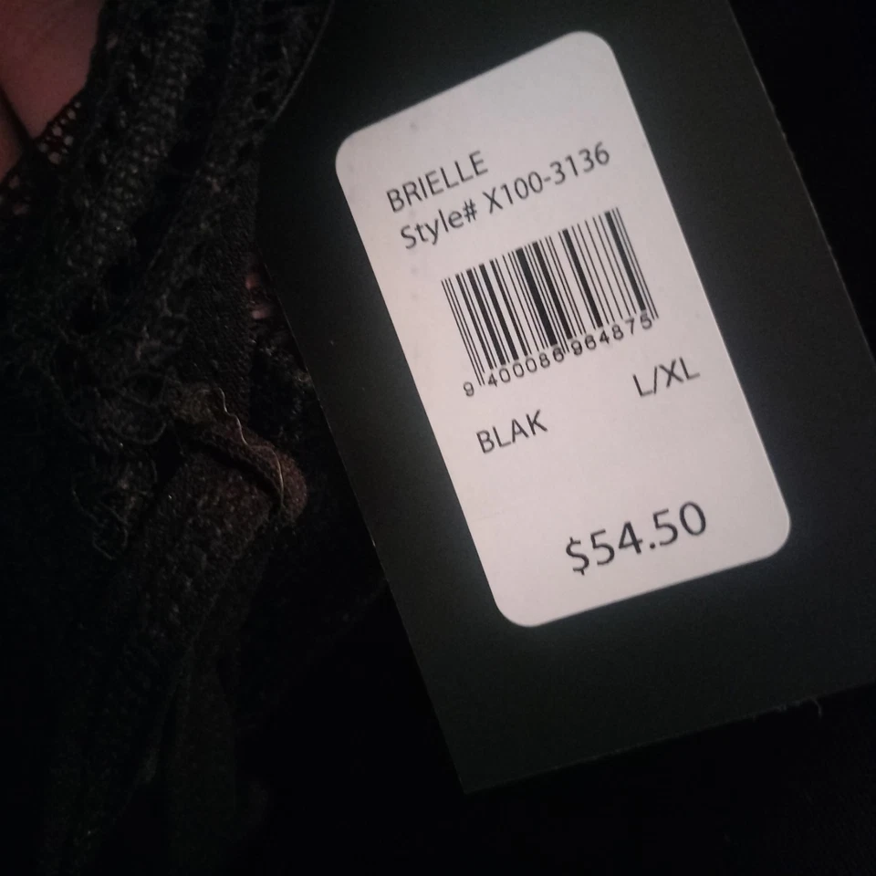 Conjunto de lencería/tanga Frederick's Of Hollywood encaje transparente negro Brielle L/XL Foto 2 de 3