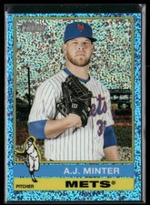 2025 Topps Heritage #597 A.J. Minter Chrome Light Blue Sparkle Refractor