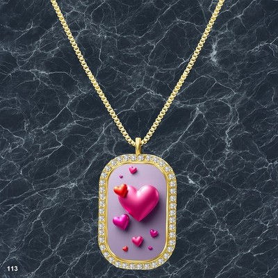 New Colorful Hearts Pendant Necklace Image Design Trendy Gold Tone Nice