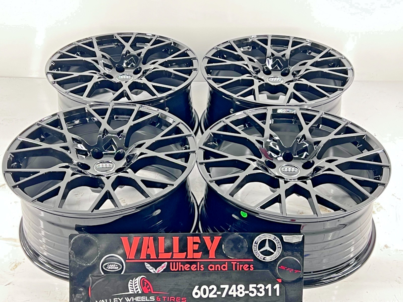 20X9 AUDI R8 WHEELS CONCAVE SPOKE BBS TRIPPLE BLACK 5X112 W CAPS MESH RS7 S5 6 8