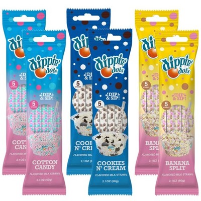 Dippin  Dots Magically Flavored Milk Straws, Cotton Candy, Cookies 'n 6-Pack 
