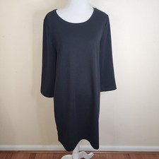 Gap Black Ponte Knit A Line Dress Size Large 3/4 Sleeve
