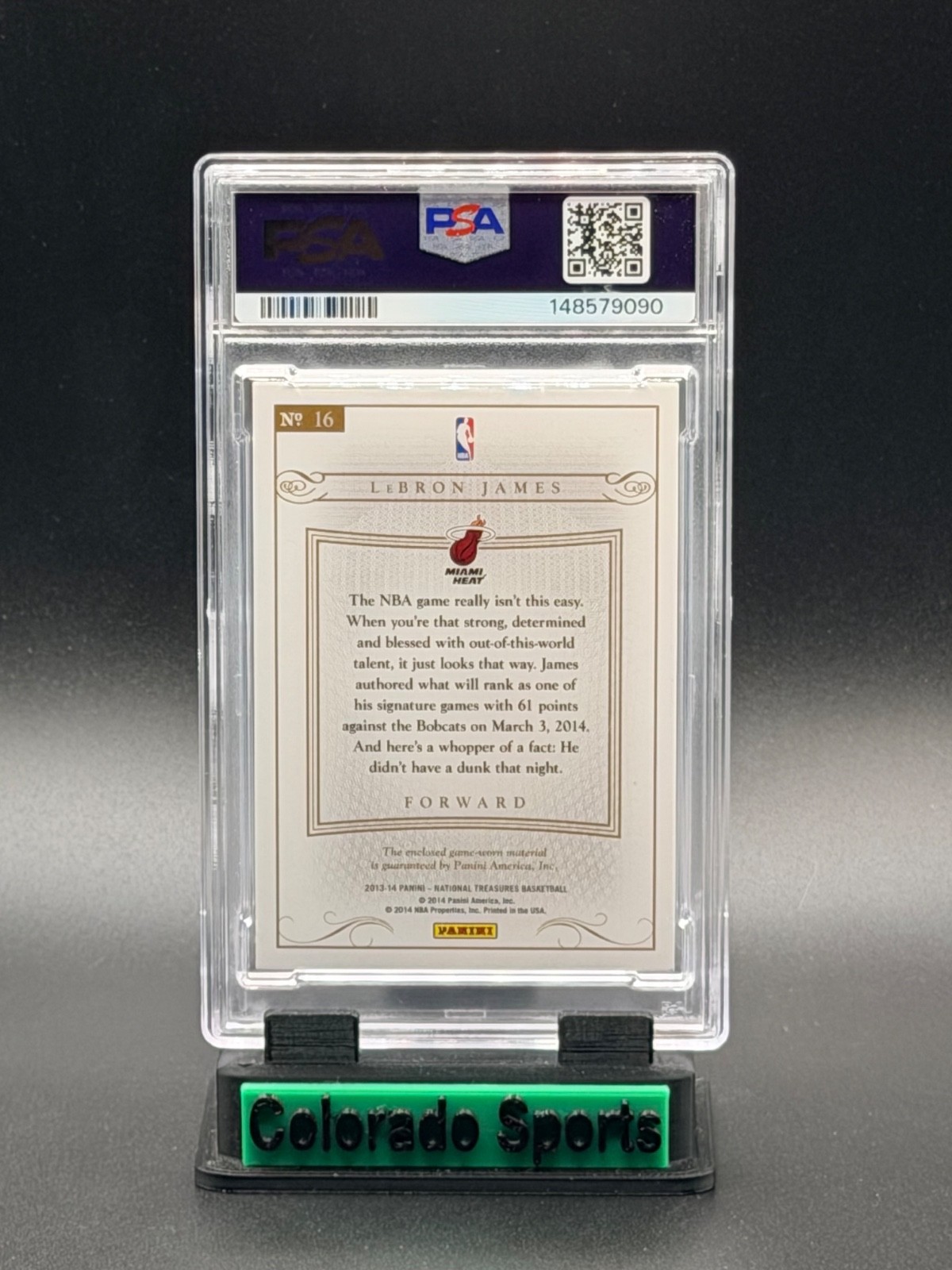 LEBRON JAMES 2013-14 National Treasures Colossal Game-Worn Patch 20/75 PSA 9 view 3