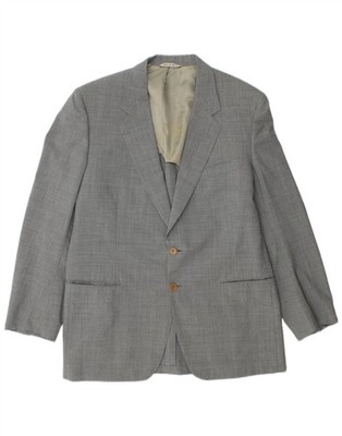 LANVIN Herren 2 Knopf Blazer Sakko IT 54 2XL Grau Schurwolle BM15