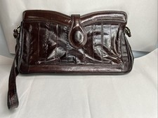 Dark Chocolate Brown Genuine Eel skin Shoulder Bag Purse Made In Korea