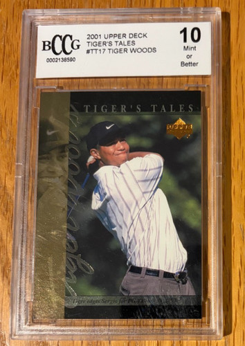 2001 Upper Deck #TT17- Tiger\'s Tales Tiger Woods ROOKIE BCCG 10-MINT