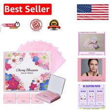 Natural Hemp Oil Blotting Sheets 400 Count Cherry Blossom with Compact Mirror