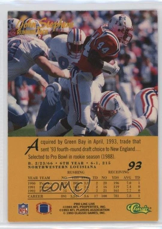 1993 Classic Pro Line Live John Stephens #93 - Image 2 of 2