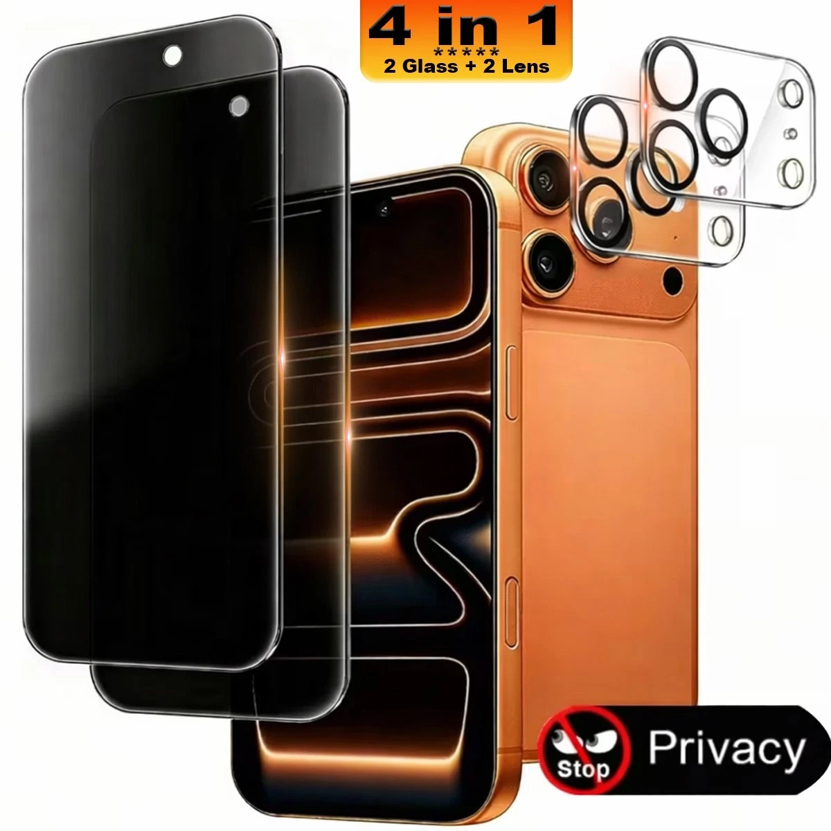 For iPhone 17 16 15 14 13 Pro Max Privacy Tempered Glass Screen Camera Protector