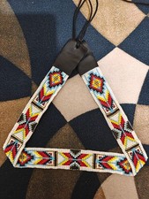 Beaded Hat Band Geometric Southwestern Pattern Cowboy Rode Handmade hatband