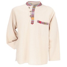Nepal Ethno Fischerhemd, Goa Hemd - creme