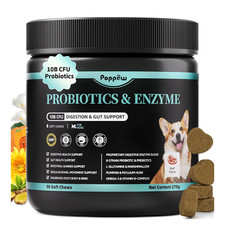 Probiotics for Dogs, Digestive Enzymes for Gut Health and Bowel Support 90 Chews