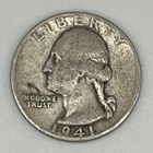 1941-D Washington Quarter 90% Silver 25c Coin