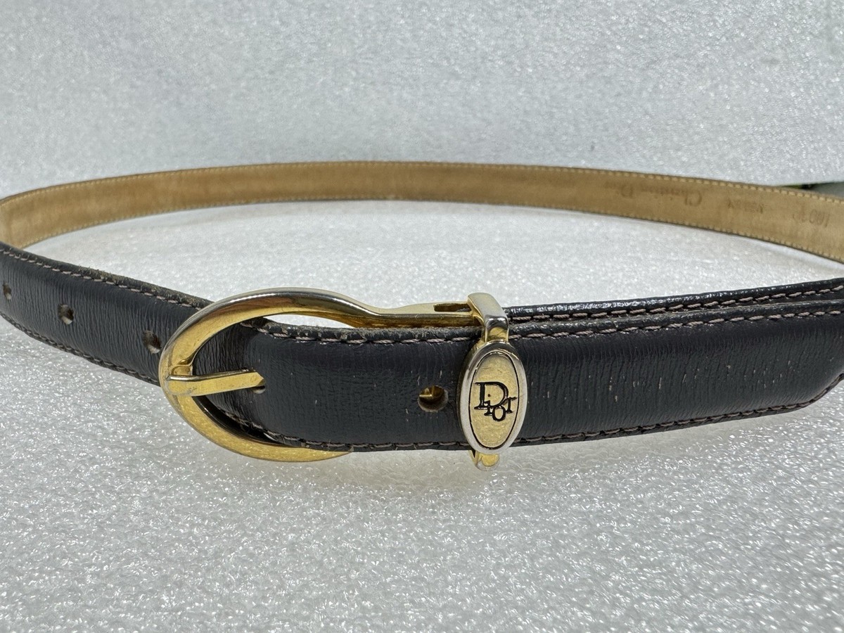 Christian Dior Vintage Belt Brown Leather Gold Hardware Classic 80s Old Money Dior Leather with Vintage Belts for Men for sale | eBay main image 3