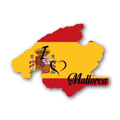 Spanien Mallorca Aufkleber Insel Umriss Flagge Herzen Geschenk Urlaub Strand
