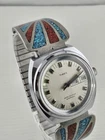 1975 Timex Marlin Automatic Viscount Watch w/Sterling Native American Tips