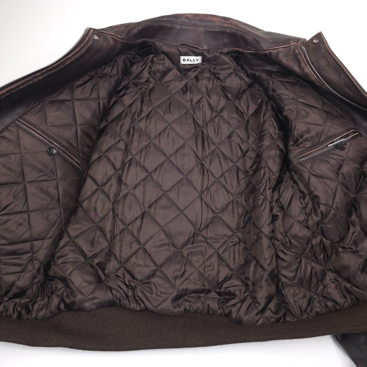 Bally Antique Leather Bomber Jacket Mens Size XL (Italy 52) Ebano