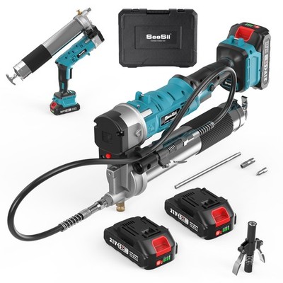 Seesii Innovative Elektrische Fettpresse 2-in-1 12000 PSI mit Zubehörset 2*4.0Ah