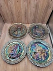 4  8" Fenton Carnival Glass Plates Christmas In America, Craftsman Of America