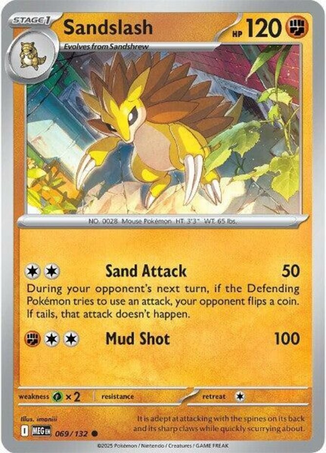 Sandslash - 069/132 - Common - Near Mint - Mega Evolution - Base Set