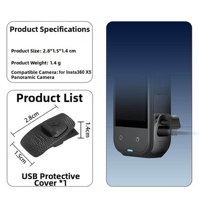 Für Insta360 ONE X5 USB Port Staubdichte Seitenabdeckung ABS und Silikon Mischu